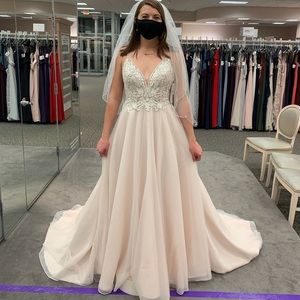 Blush and ivory wedding dress, Galina Signature